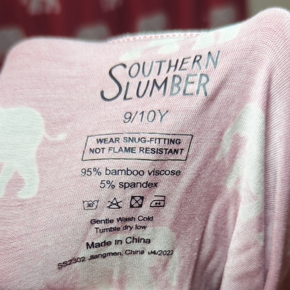 Southern Slumber Red Elephant Bamboo Pajamas Bama Crimson Tide Girls Size 9/10 - Picture 2 of 7